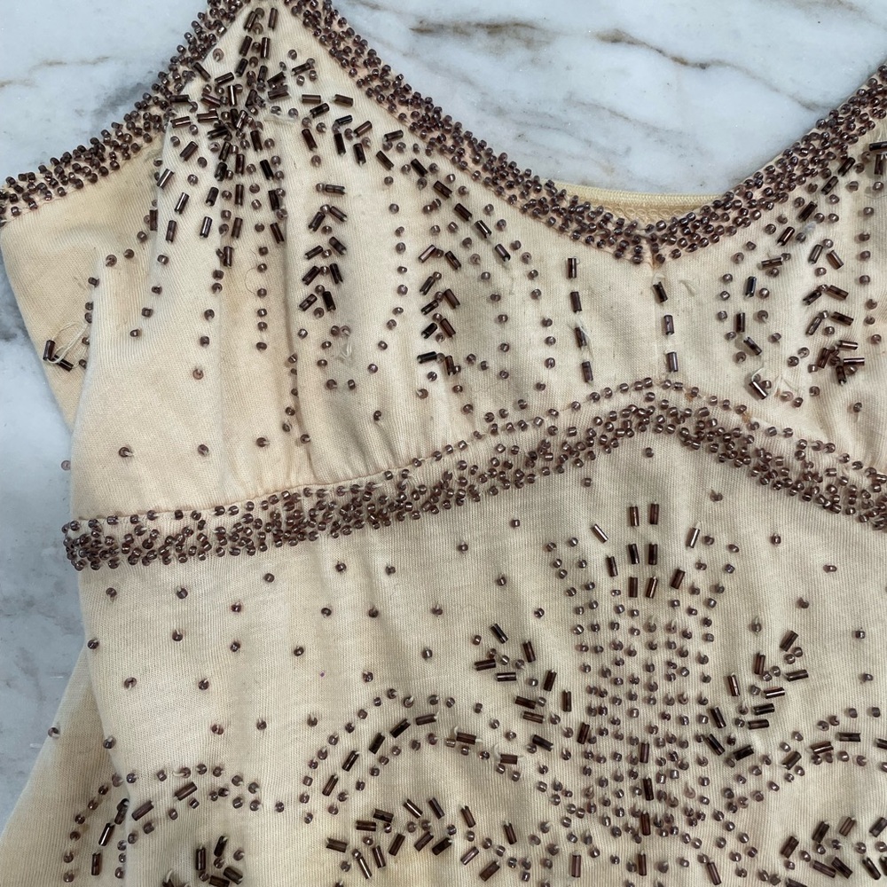 Beaded Beige Women's Top